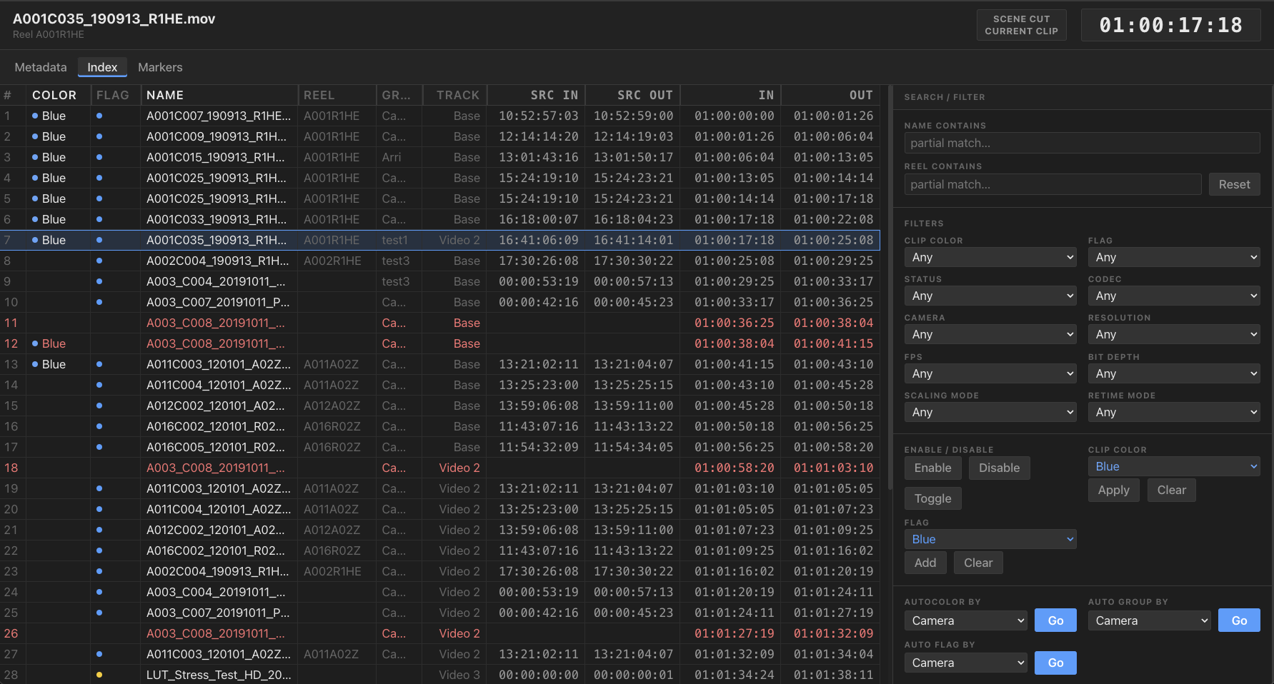 Colossus clip index table