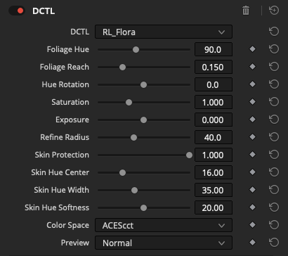 Flora plugin interface in DaVinci Resolve
